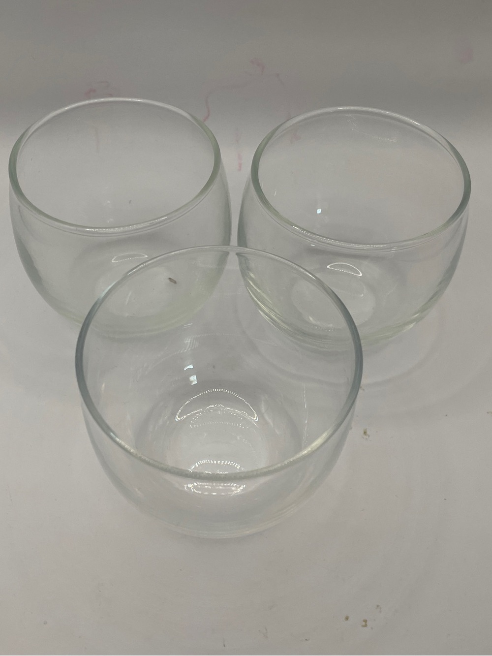 Vintage Set of 3 Clear Glass Round Votive Cups Glasses- 8 oz